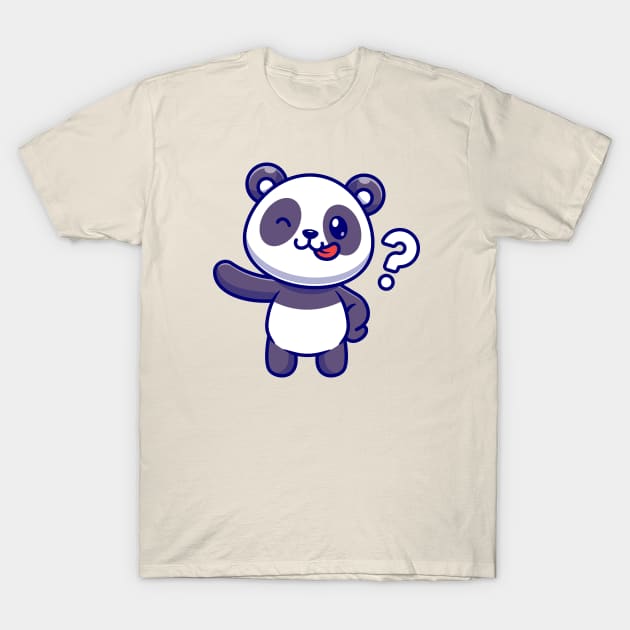 Cute Panda With Question Mark Cartoon T-Shirt by Catalyst Labs